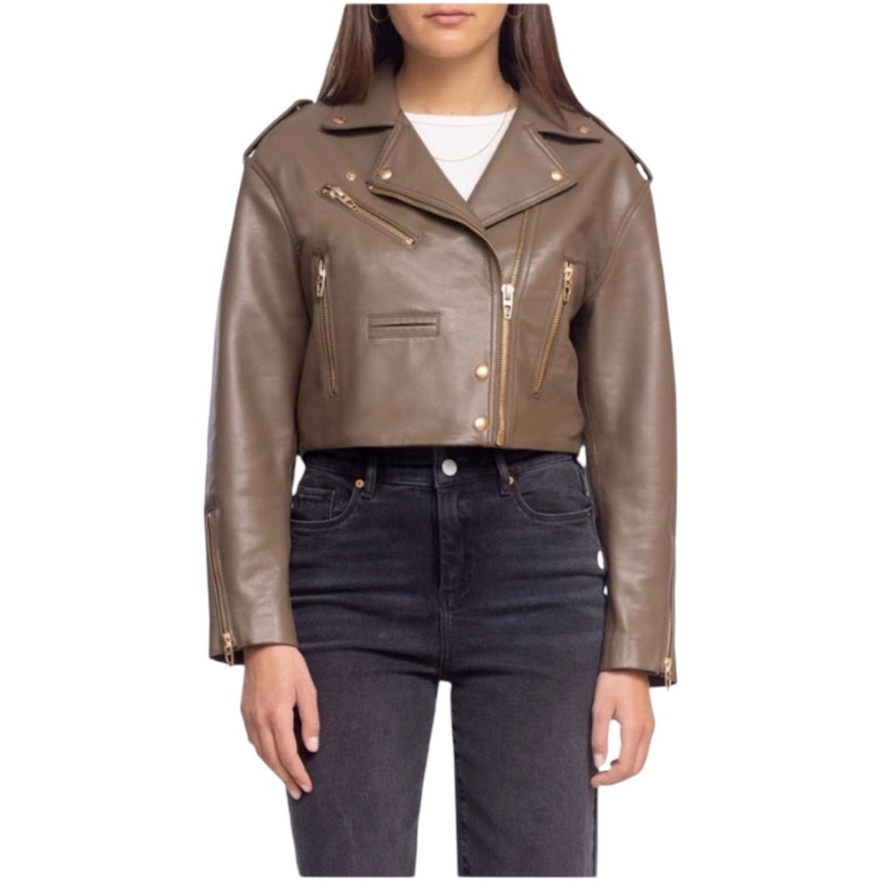 BlankNYC Faux Leather Moto Jacket in Golden Hour NWT